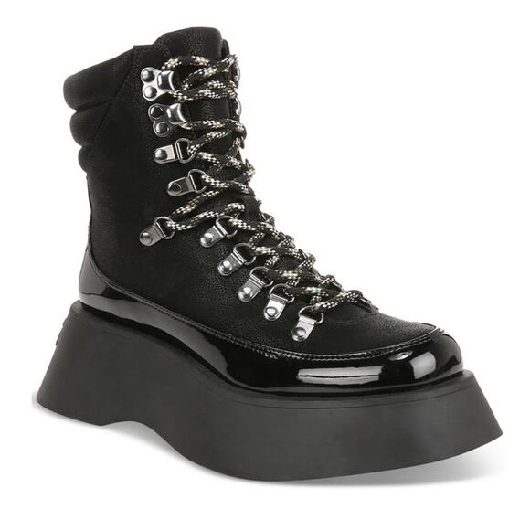 NIB Circus Sam Edelman Gail Lace Up Platform Boots Black 8.5M - Picture 1 of 8